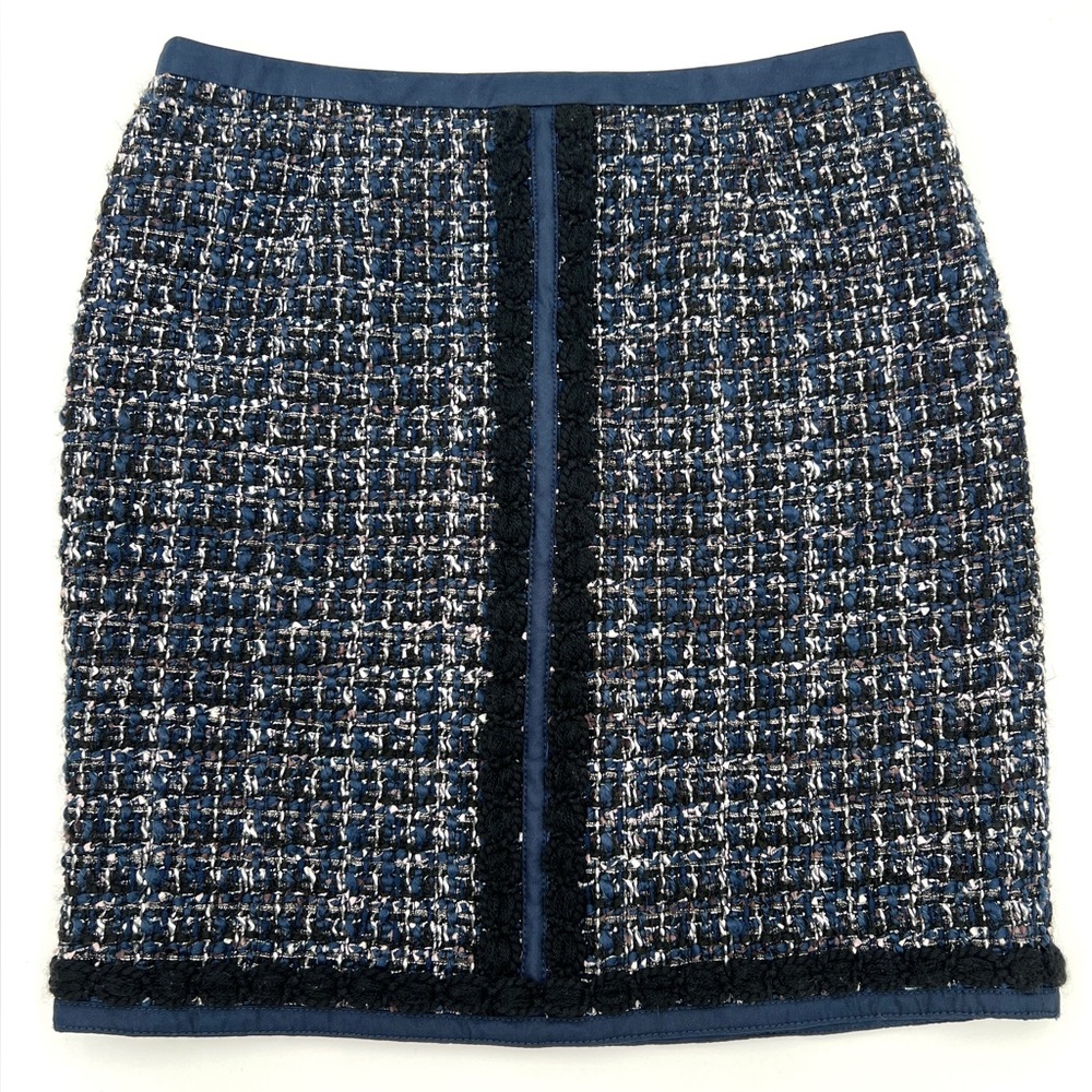 Tory Burch Annabelle Navy Tweed Pencil Skirt Size 6 Designer Work & Occasion